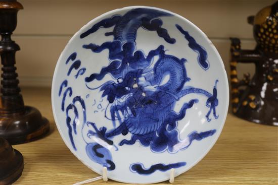 A Chinese blue and white saucer dish